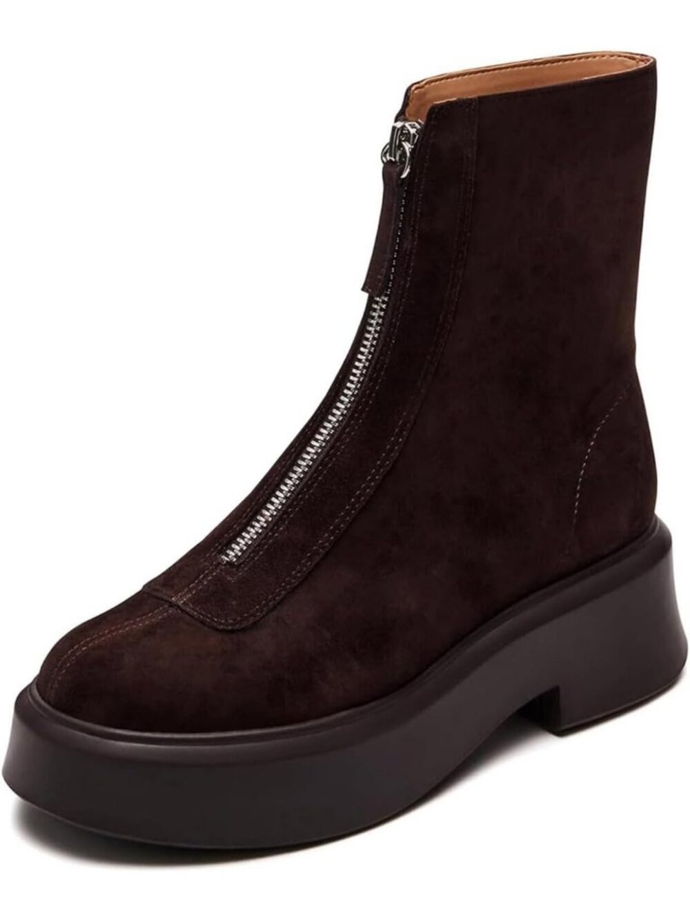 Stylish Women's Platform Ankle Boots - Leather Chelsea Booties, Block Heel